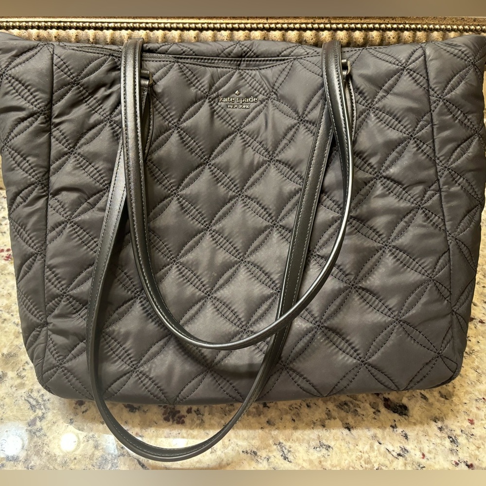 Black Kate Spade Nylon/Polyester Jae Quilted tote Zip closure